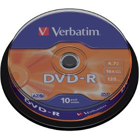 Média VERBATIM DVD-R 4,7GB 16x 10SP