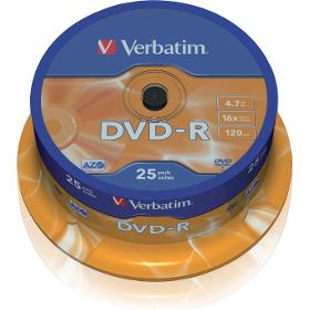 Média VERBATIM DVD-R 4,7GB 16x 25SP