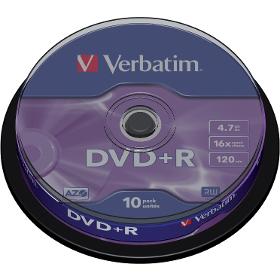 Média VERBATIM DVD+R 4,7GB 16x 10SP