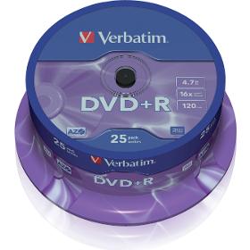 Média VERBATIM DVD+R 4,7GB 16x 25SP