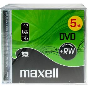 Média MAXELL DVD+RW 4,7GB 4x 5PK