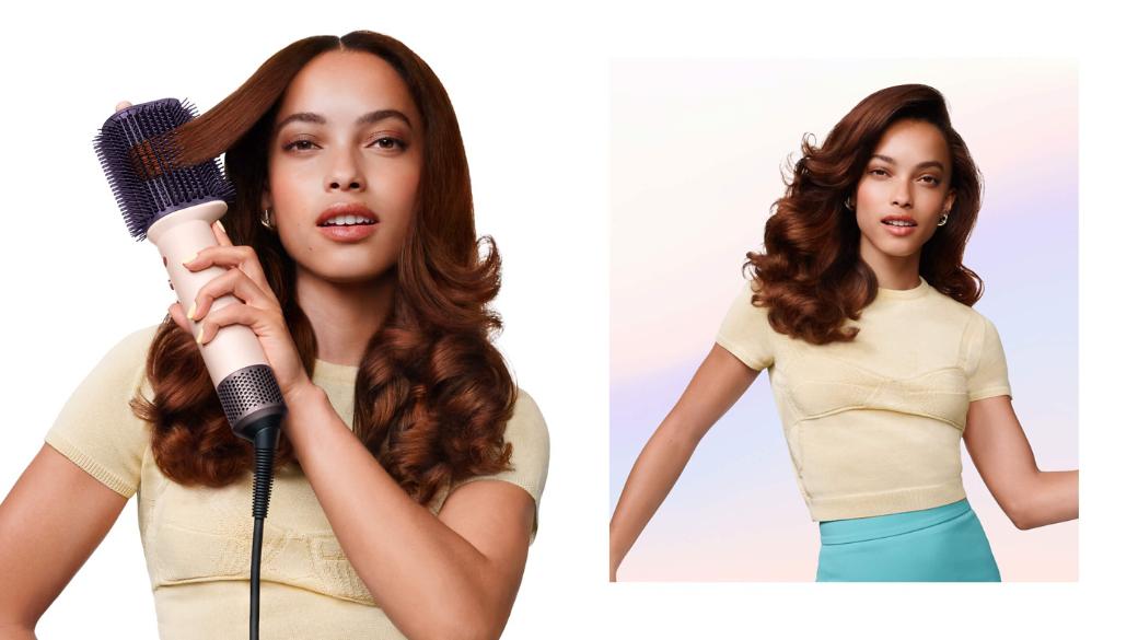 ukázka výsledku po použití Stylingový kartáč Dyson Airsmooth (Ceramic Pink/Rose Gold)