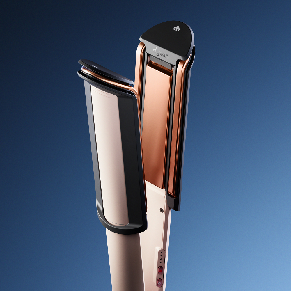 Ukázka žehličky na vlasy Dyson Corrale CoolShine (Ceramic pink / Rose gold) ze shora