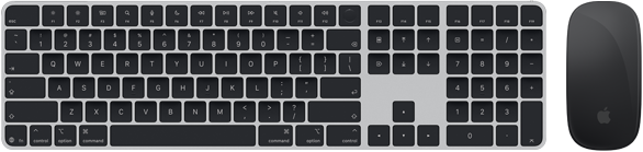 Pohled shora na Magic Keyboard s Touch ID a Magic Mouse