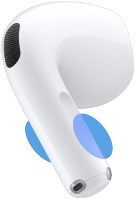 Apple AirPods 5 ovládanie hlasitosti.